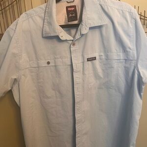 Wrangler Blue Casual Button Down Shirt Comfortable Fit